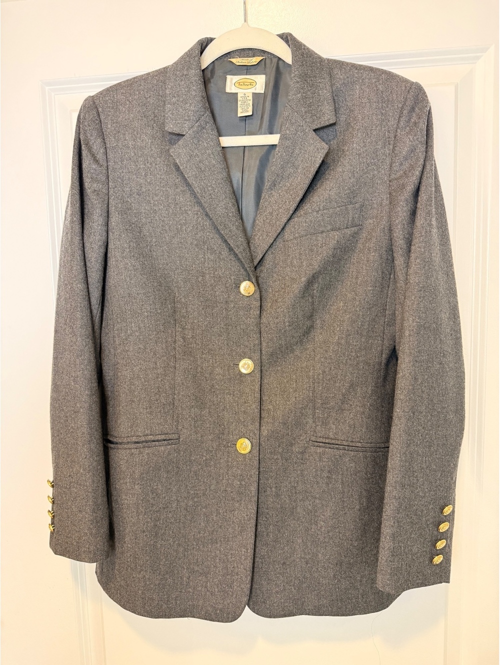Vintage Talbots 100% Italian Wool Blazer Size 6 Gray / Gold Buttons Made in USA - Picture 7 of 12